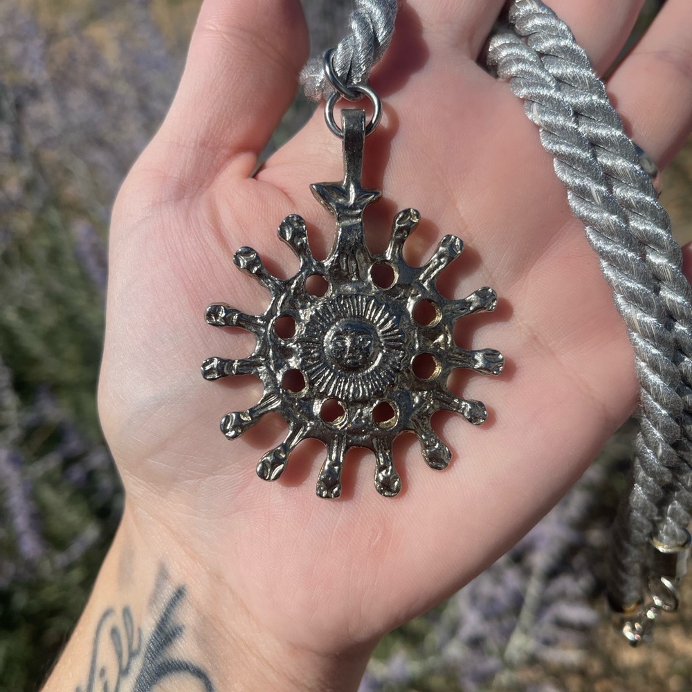 Silver Sunburst Pendant Necklace